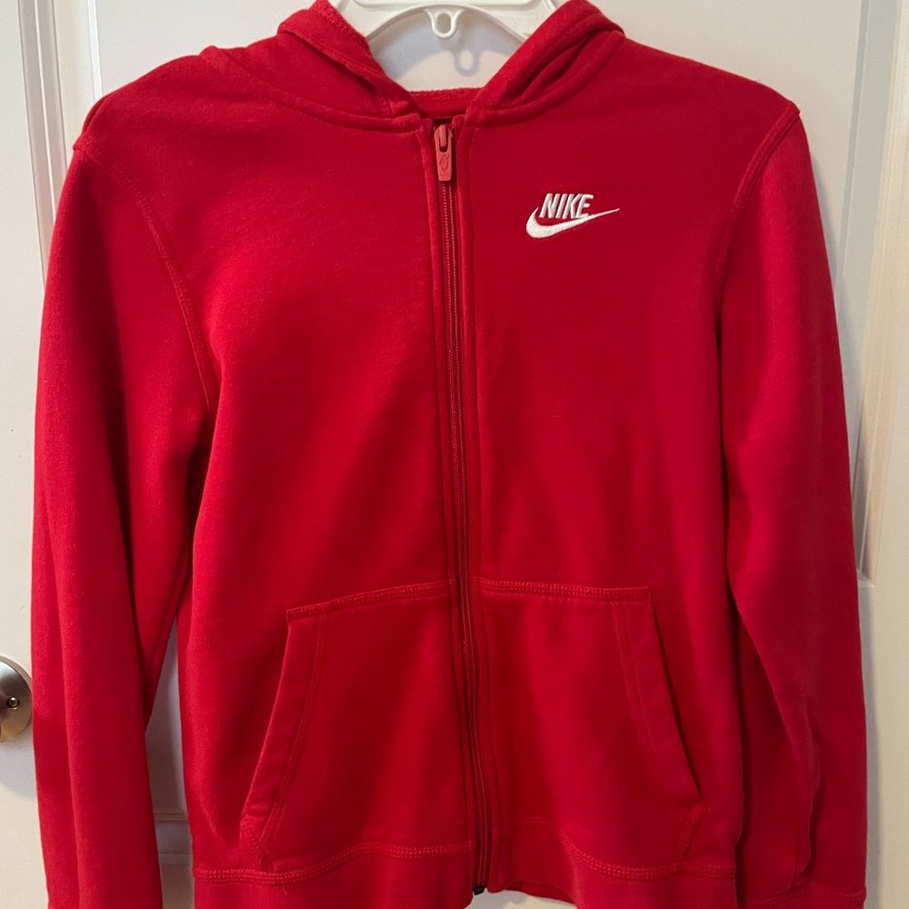 Red Nike zip up hoodie